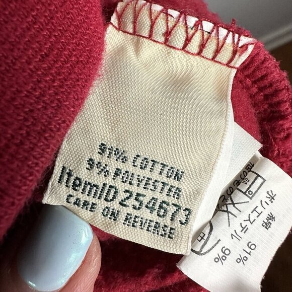 LL Bean Sweatshirt Men's XL‎ Regular Red Mock Neck Quarter Zip Long Sleeve - Picture 7 of 8